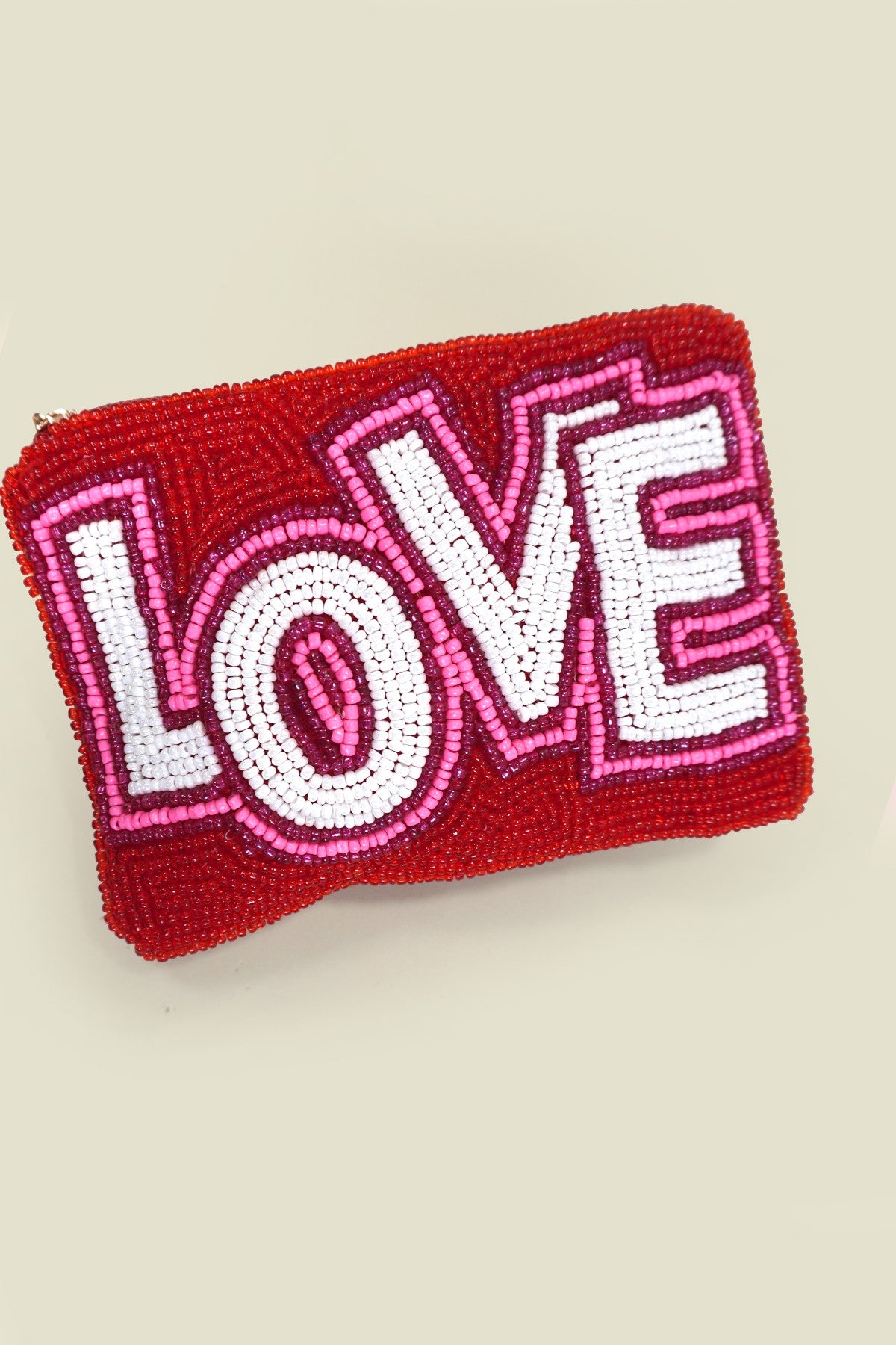 Red Love Beaded Coin Purse