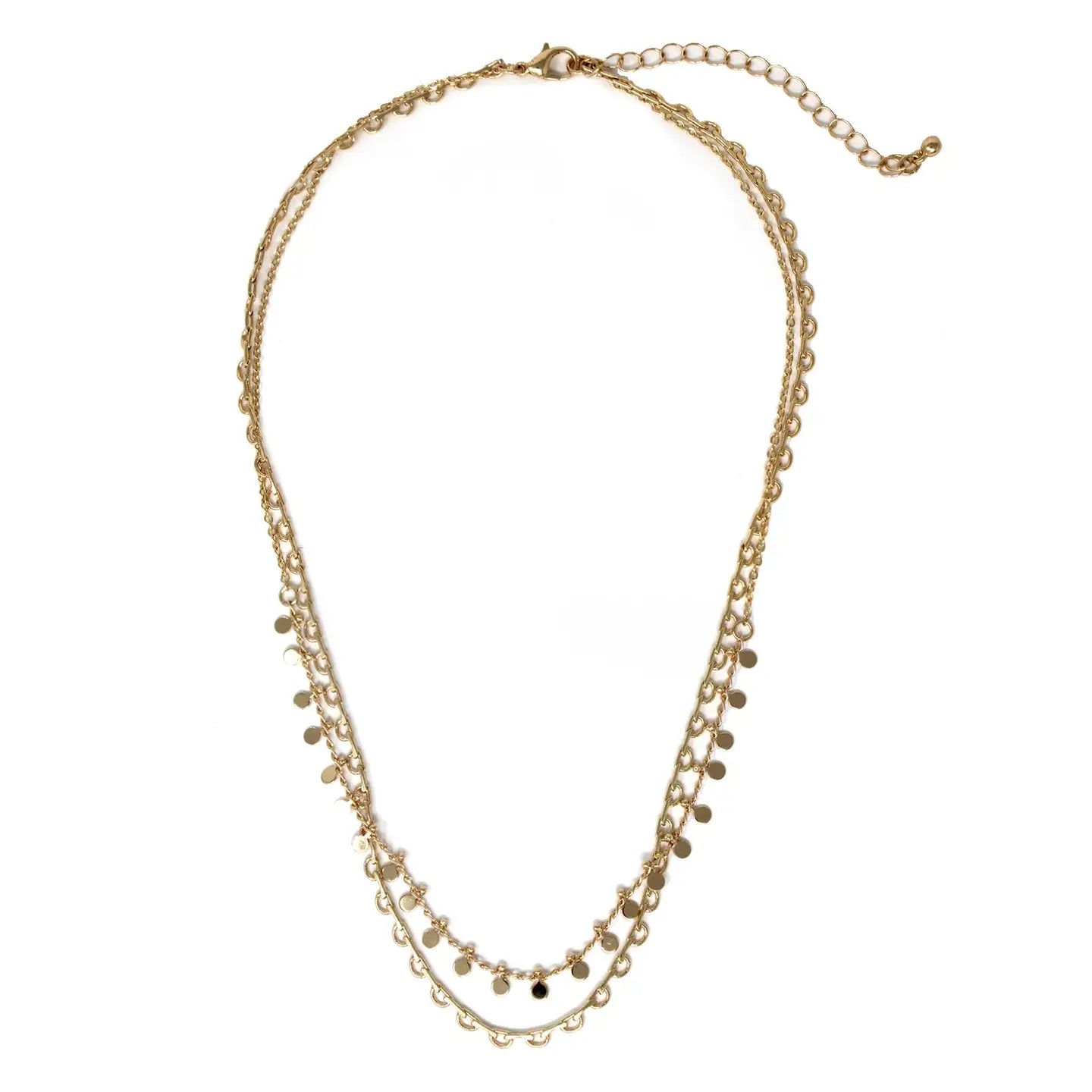 Gold Double Chain Charm Necklace