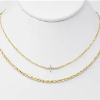 Gold Double Braided Chain Necklace