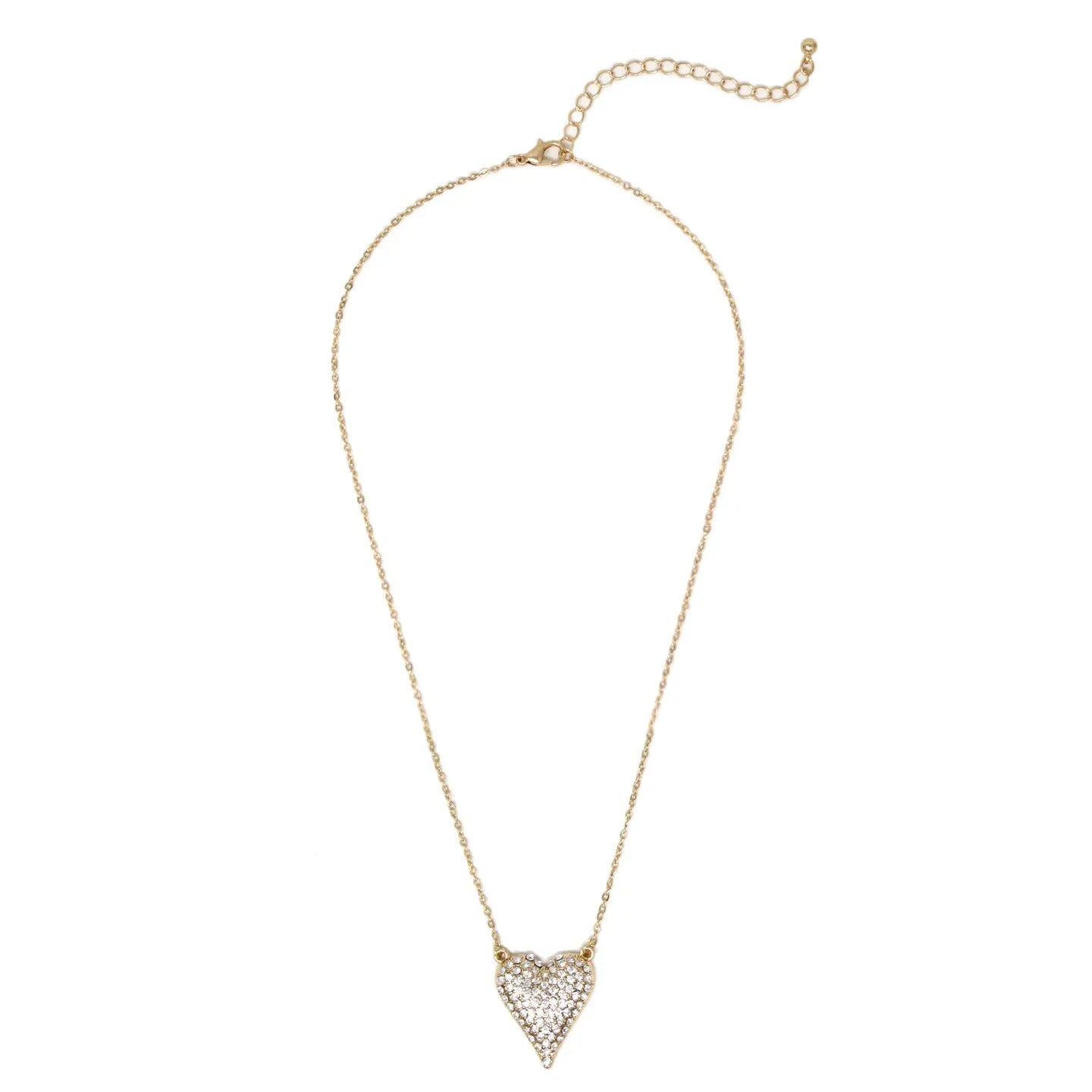 Gold Pave Stone Heart Necklace