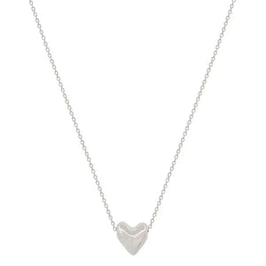 Silver Puffy Heart Necklace