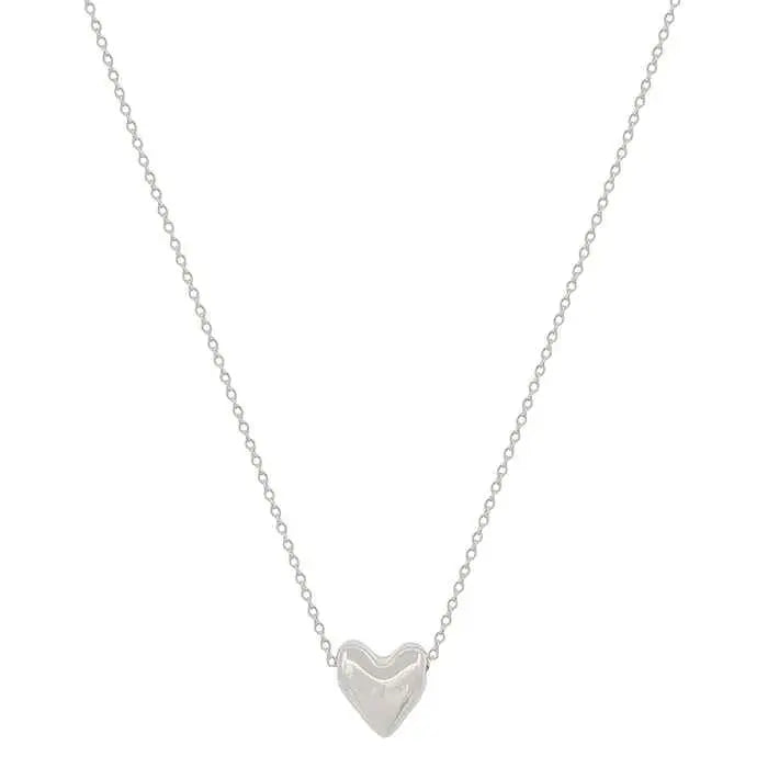 Silver Puffy Heart Necklace