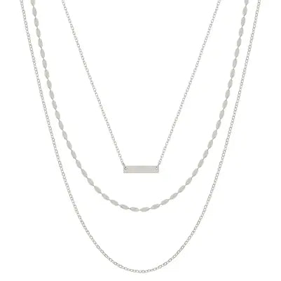 Silver Bar Layered Necklace