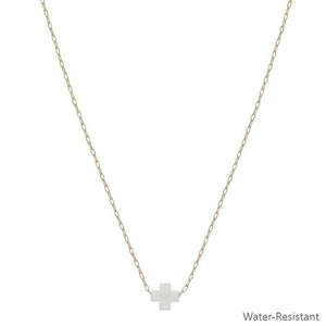 Gold Chain White Cross Necklace