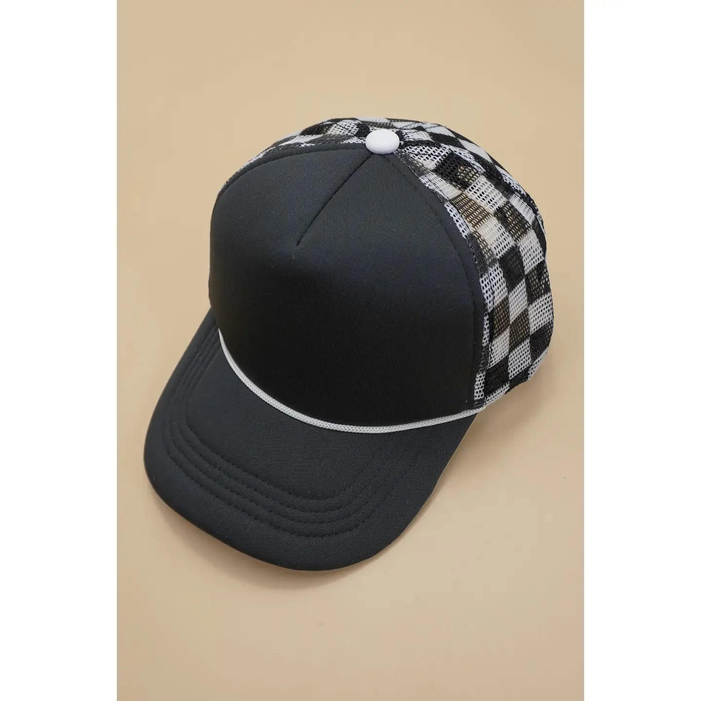 Black Checker Trucker Hat