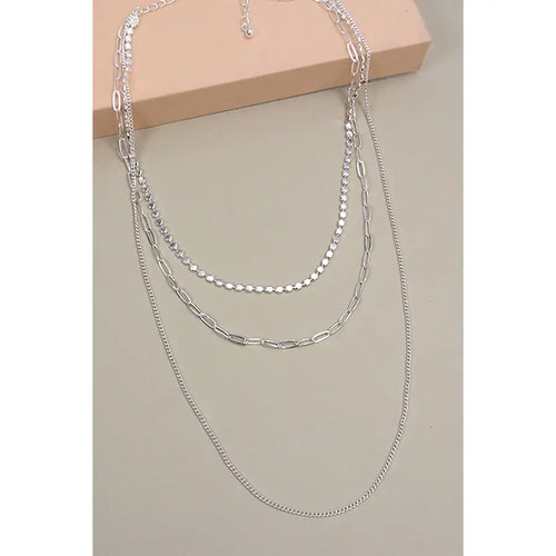 Silver Multi Layer Chain Necklace