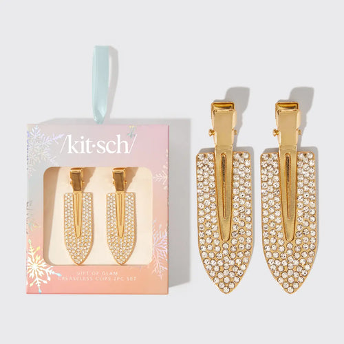 Kitsch Gold Rhinestone Clips 2pc Set