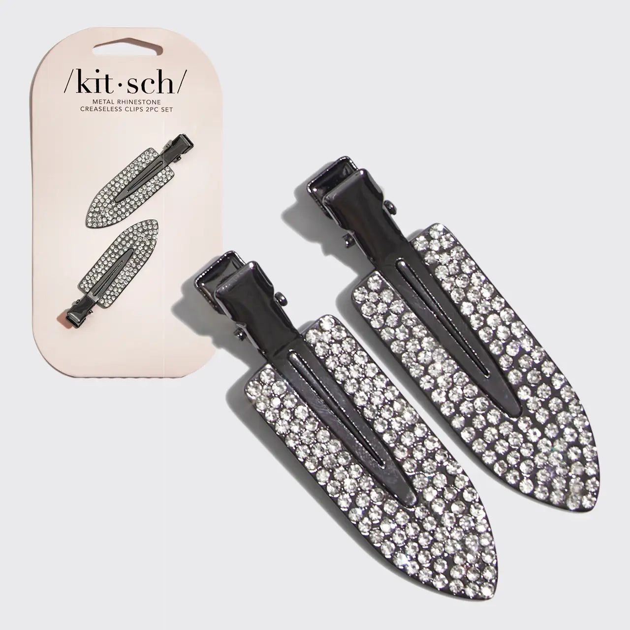 Kitsch Black Rhinestone Clips 2pc Set