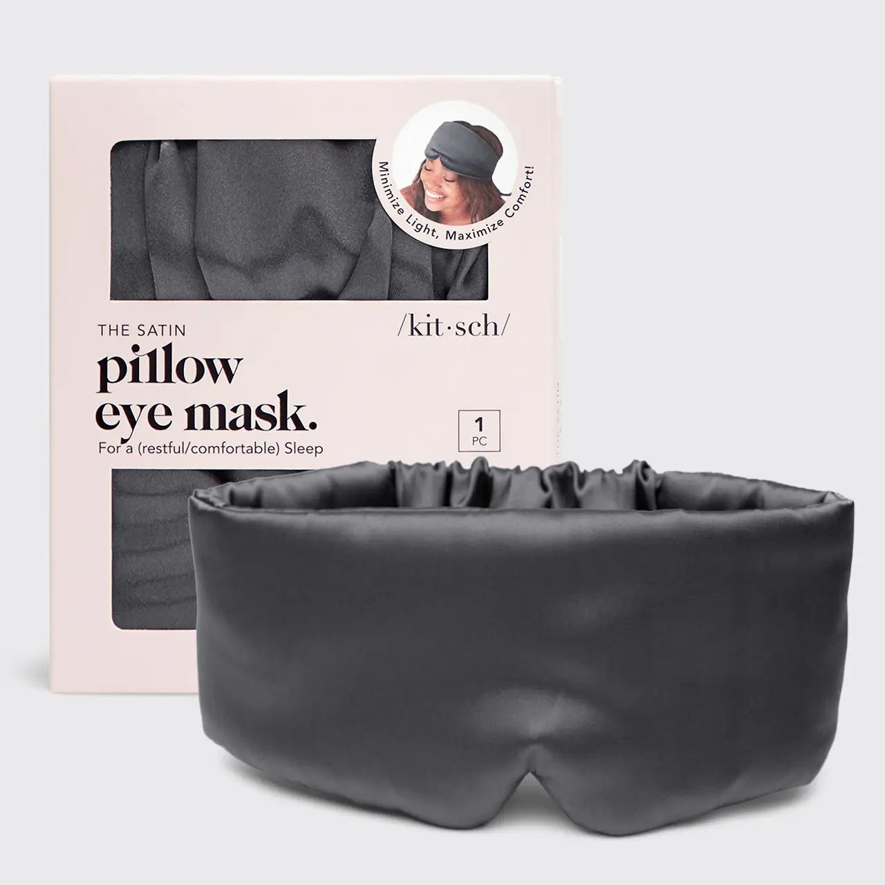 Kitsch Charcoal Satin Pillow Eye Mask