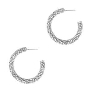 Silver Stone Textured Hoops