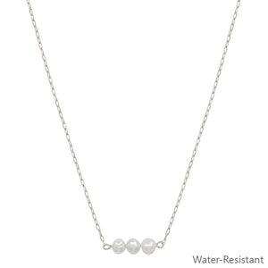 Pearl Bead Silver Chain Necklace