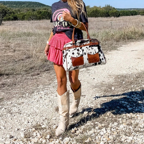 Cowhide Weekender Leather Travel Bag