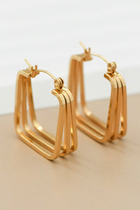 Gold Square Hoop Earrings