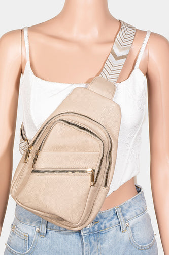 Ivory Chevron Strap Sling Bag