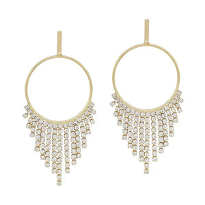 Gold Rhinestone Circle Drop Earrings