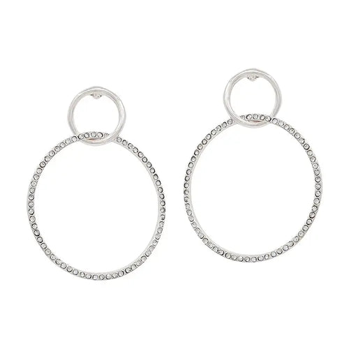 Silver Rhinestone Circle Earrings