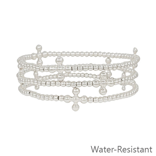 Silver 3 Strand Beaded Bracelets