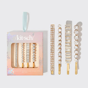 Kitsch Holiday Rhinestone Bobby Pin 4 pc Set