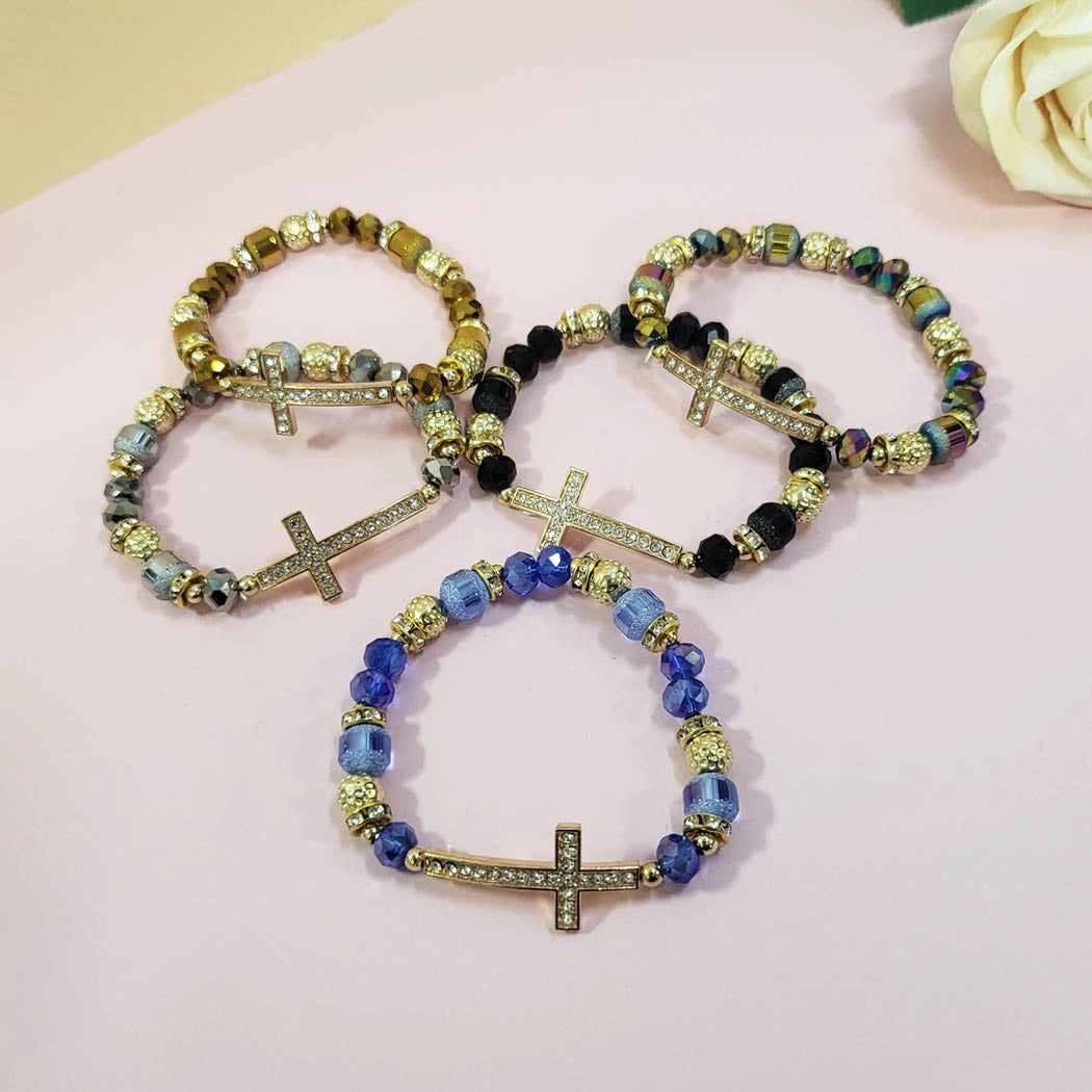 Rhinestone Cross Beaded Bracelets