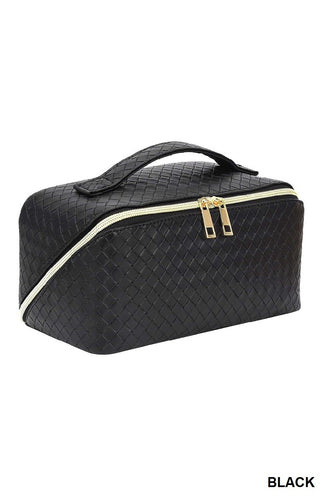 Black Woven Leather Travel Case