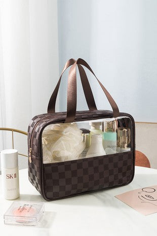 Black Checkered Clear Travel Bag