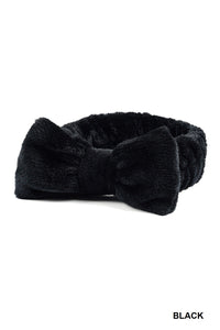 Black Plush Bow Spa Headband