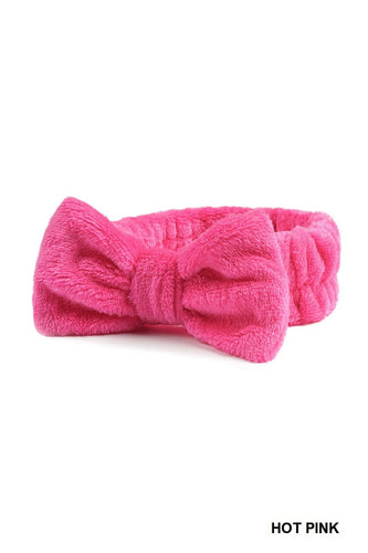 Hot Pink Plush Bow Spa Headband