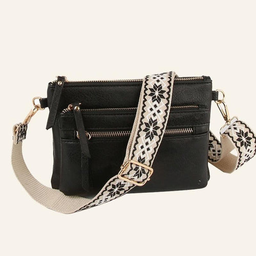 Black Guitar Strap Multi Pocket Bag