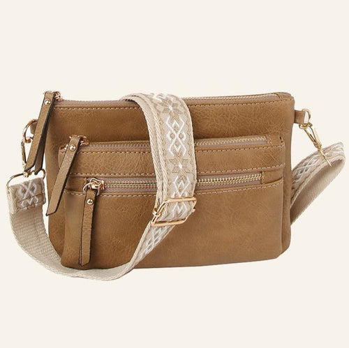 Tan Guitar Strap Multi Pocket Bag