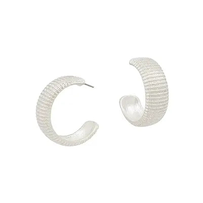 Silver Ribbed Hoop Earrings