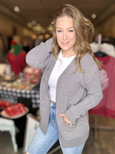 Heather Grey Open Front Sweater Cardigan