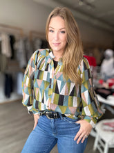 Load image into Gallery viewer, Geometric Long Sleeve Blouse