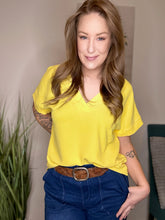 Load image into Gallery viewer, Yellow V Neck Hi-Lo Top