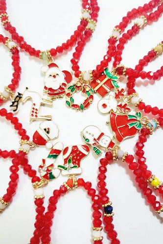 Christmas Charm Bead Stretch Bracelet - Assorted