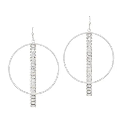 Silver Circle Bar Earrings