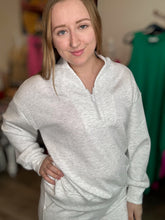 Load image into Gallery viewer, Grey Scuba Luxe Half Zip Sweater