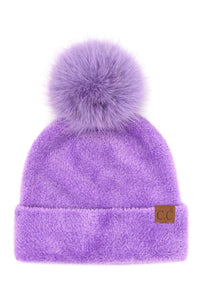 Lavender Plush Terry Chenille Pom Beanie