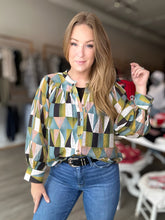 Load image into Gallery viewer, Geometric Long Sleeve Blouse