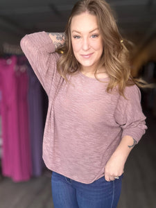 Mauve Boat Neck Long Sleeve Top