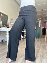 Load image into Gallery viewer, Black Wide Leg Linen Pants