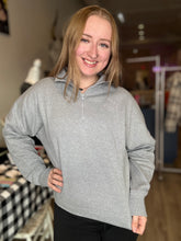 Load image into Gallery viewer, Heather Grey Half Zip Pullover