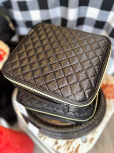 Black Large Quilted Makeup Bag