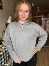 Load image into Gallery viewer, Heather Grey Half Zip Pullover