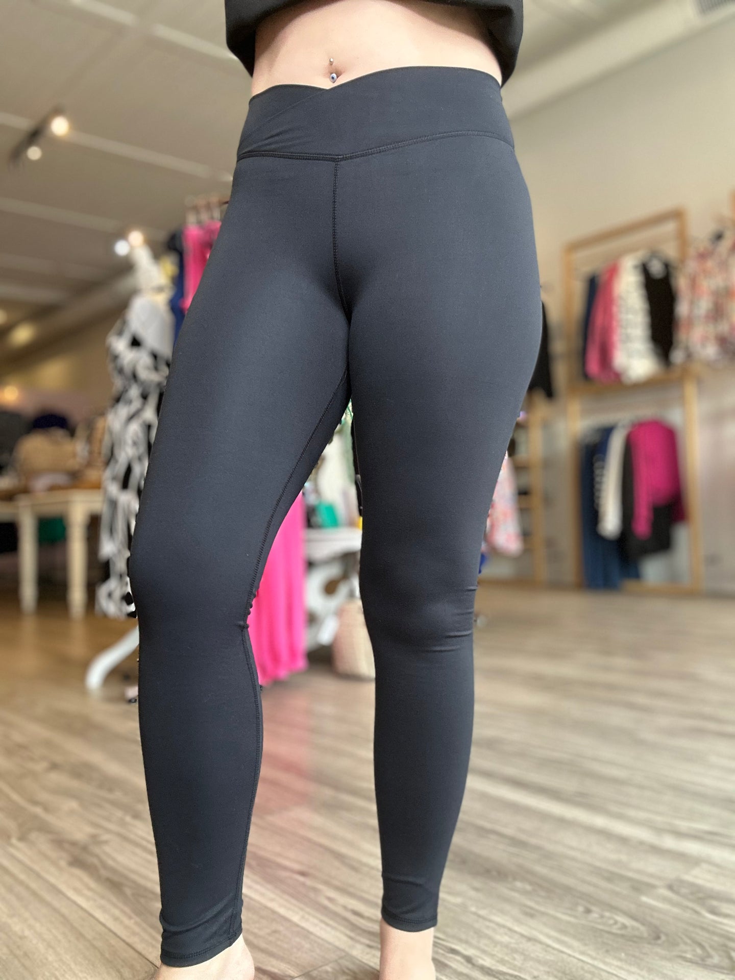 Black Crossover Waist Leggings