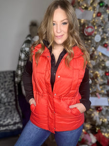 Red Zip Up Puffer Vest