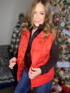 Red Zip Up Puffer Vest