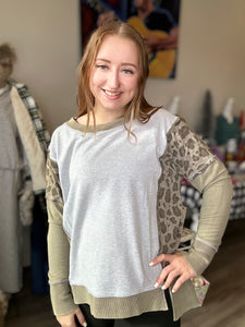 Heather Grey Printed Long Sleeve Top