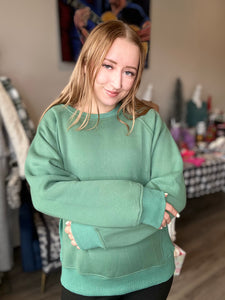 Pine Green Solid Knit Sweater