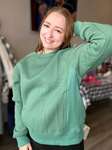 Pine Green Solid Knit Sweater