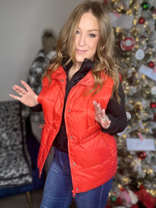 Red Zip Up Puffer Vest